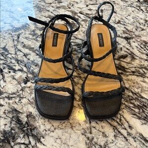 Nine West Black Braided Strap Sandals